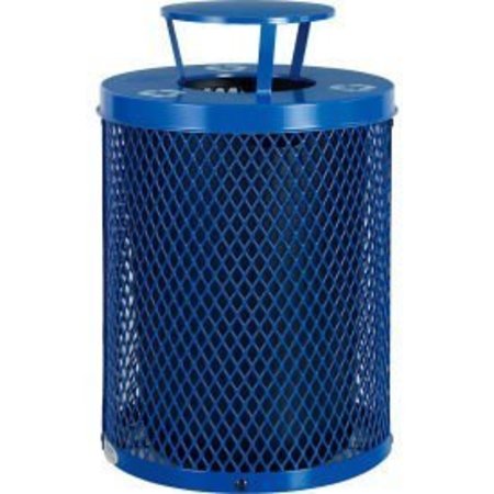 GLOBAL EQUIPMENT Mesh Recycling Can w/Rain Bonnet Lid, 32 Gallon, Blue 261960BL